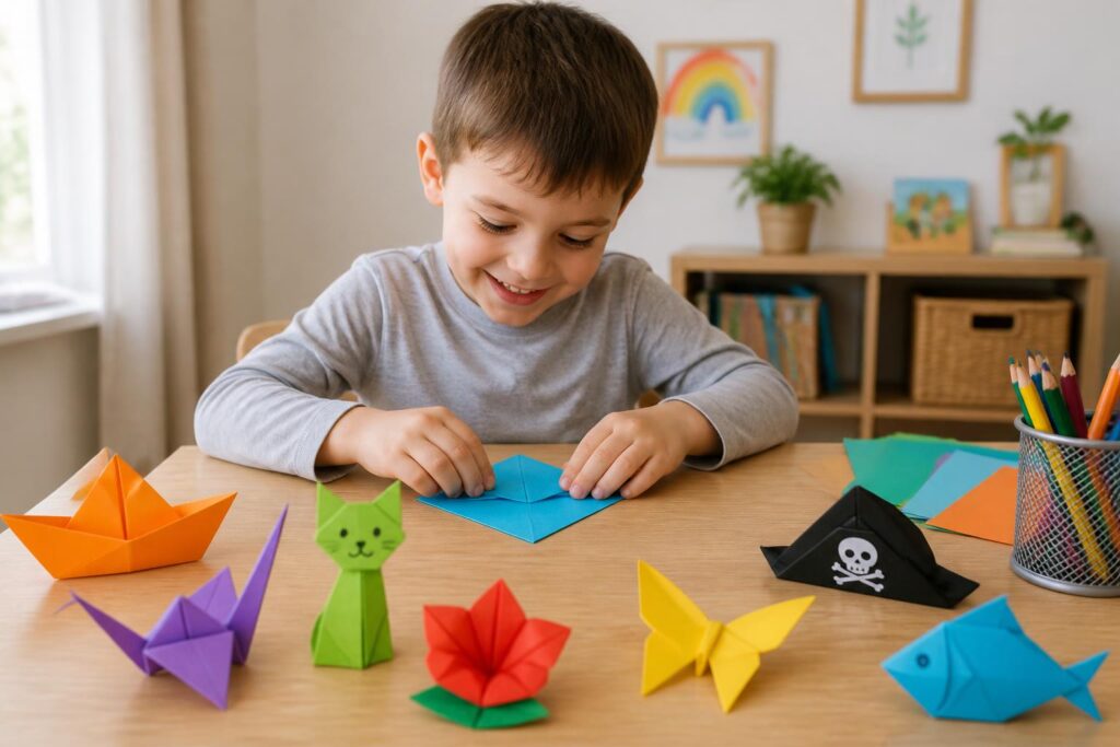 découvrez 7 modèles d'origami faciles pour enfants, parfaits pour stimuler la créativité et la motricité des plus petits tout en s'amusant.