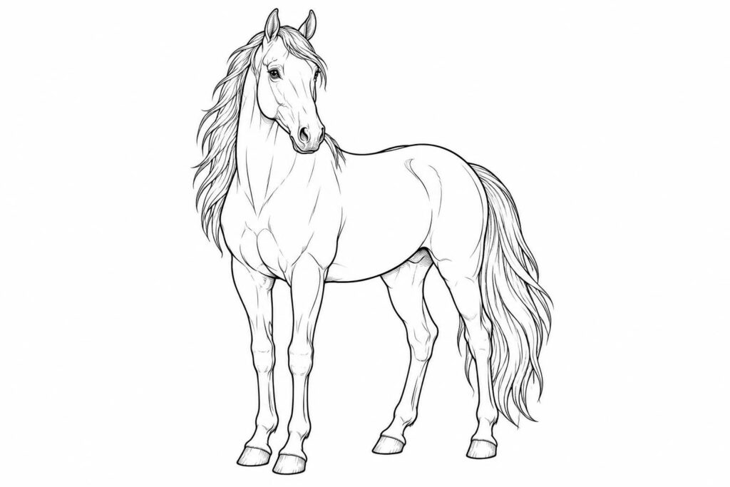 téléchargez gratuitement un coloriage de cheval à imprimer : une activité créative pour les enfants et tous les amoureux des équidés.