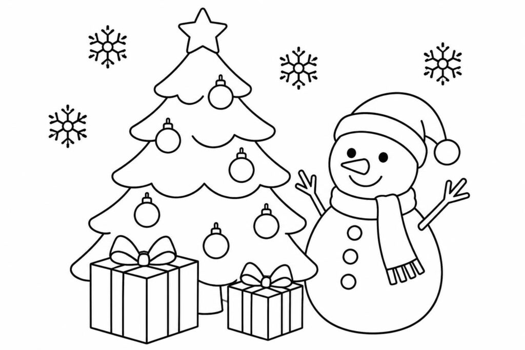 découvrez des dessins de noël faciles à colorier et à imprimer pour les enfants : sapins, cadeaux et personnages festifs à colorier.